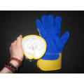 Blue Cow Split Leather Palm Glove with Cotton Back